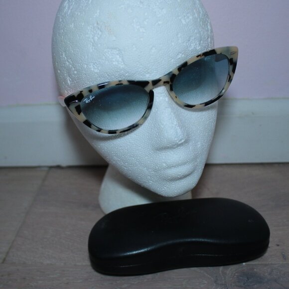 Ray-Ban Ivory Tortoise Blue Lens Acetate Cat-Eye Sunglasses RB3414 Nina main image 7